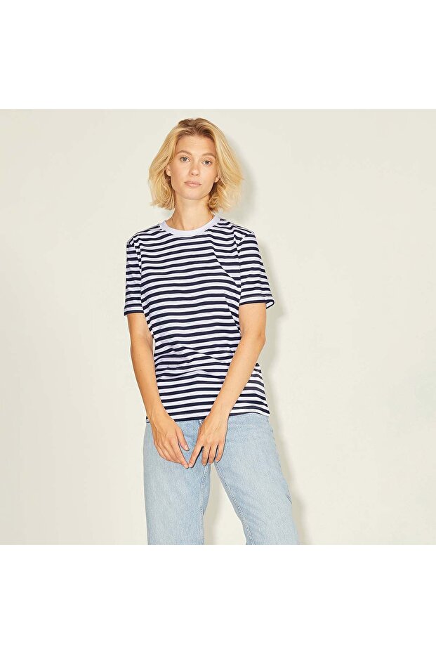 Anna Ss Reg Every Stripe Women's White T-Shirt