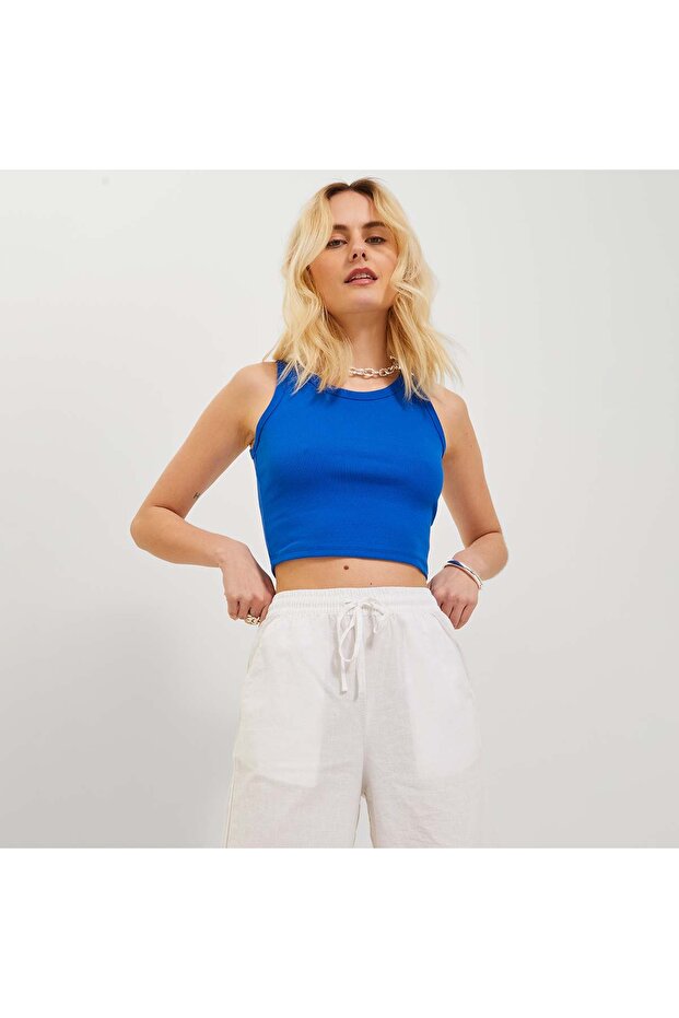 Fallon Str Sl Rib Women's Blue Tank Top