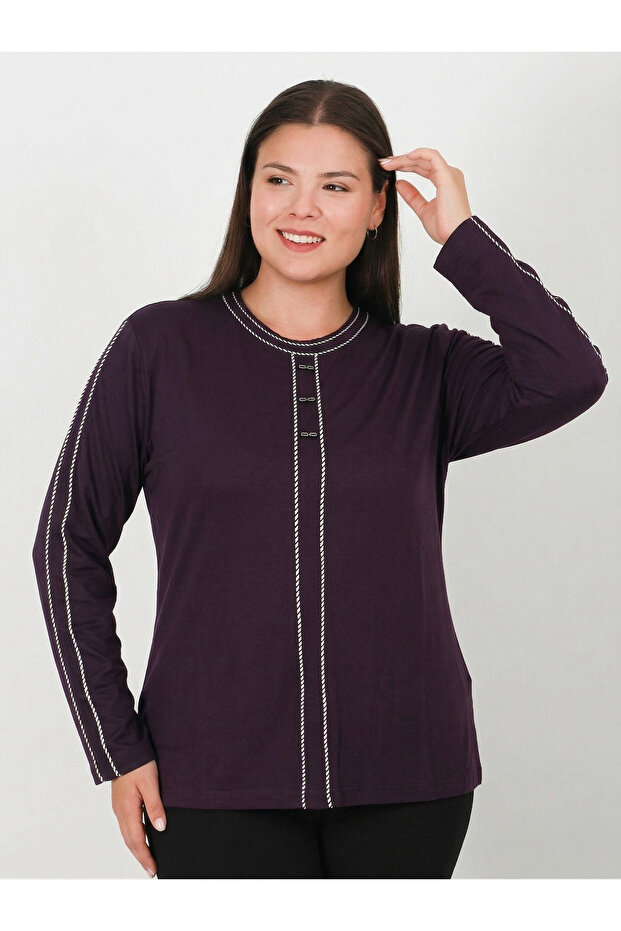 High Quality Turlu Combed Cotton Blouse with Flexible Thread Embroidery 4 Seasons 1802