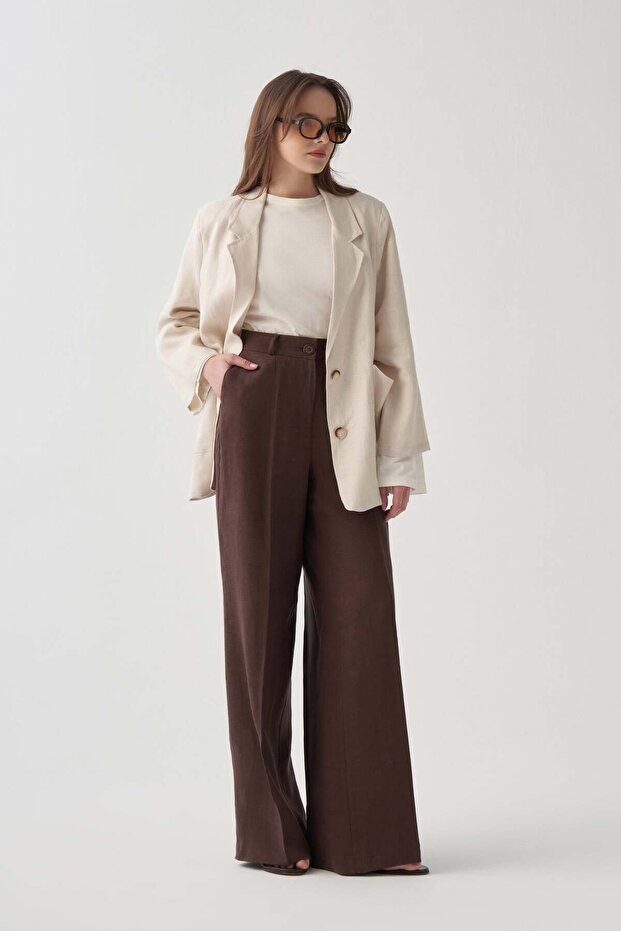Stone-Linen Blazer Jacket - 2