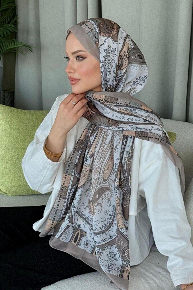 Lagoon Pattern Shawl Mink - 4