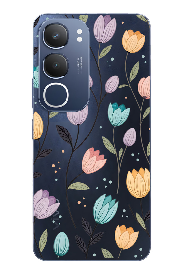 Vivo Y19S Compatible Tulip Flower Pattern Transparent Phone Case