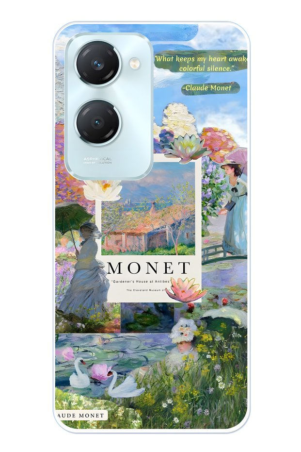 حافظة هاتف شفافة متوافقة مع Vivo Y18 من Monet Collage