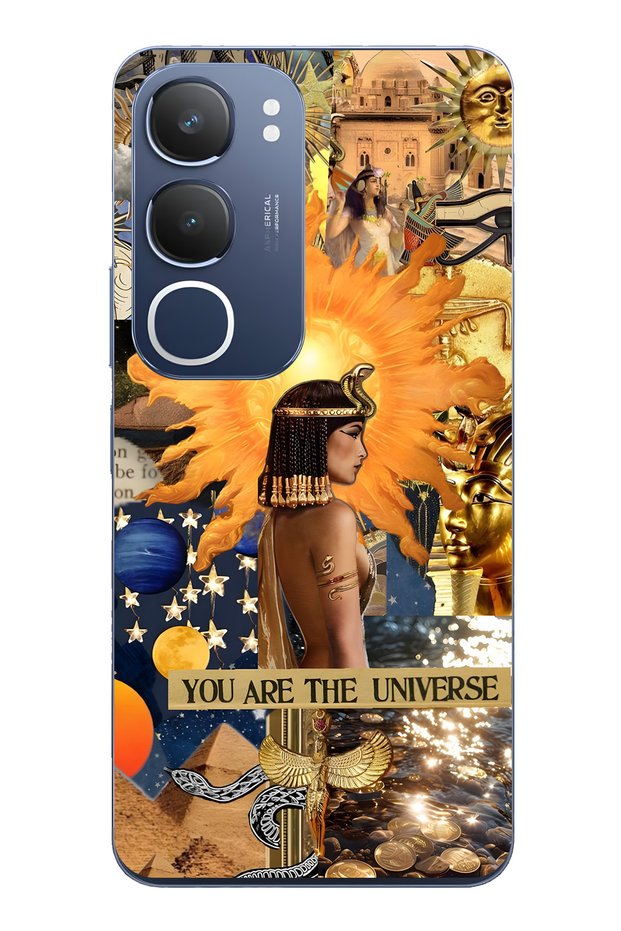 Vivo Y19S Compatible Cleopatra Patterned Transparent Phone Case