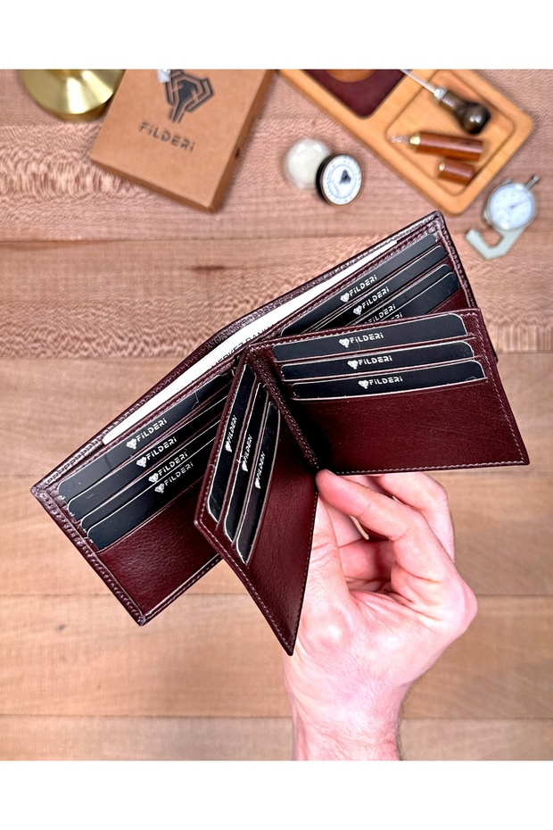Genuine Leather Wallet with Double Coin Compartments and Plenty of Card Slots 2145