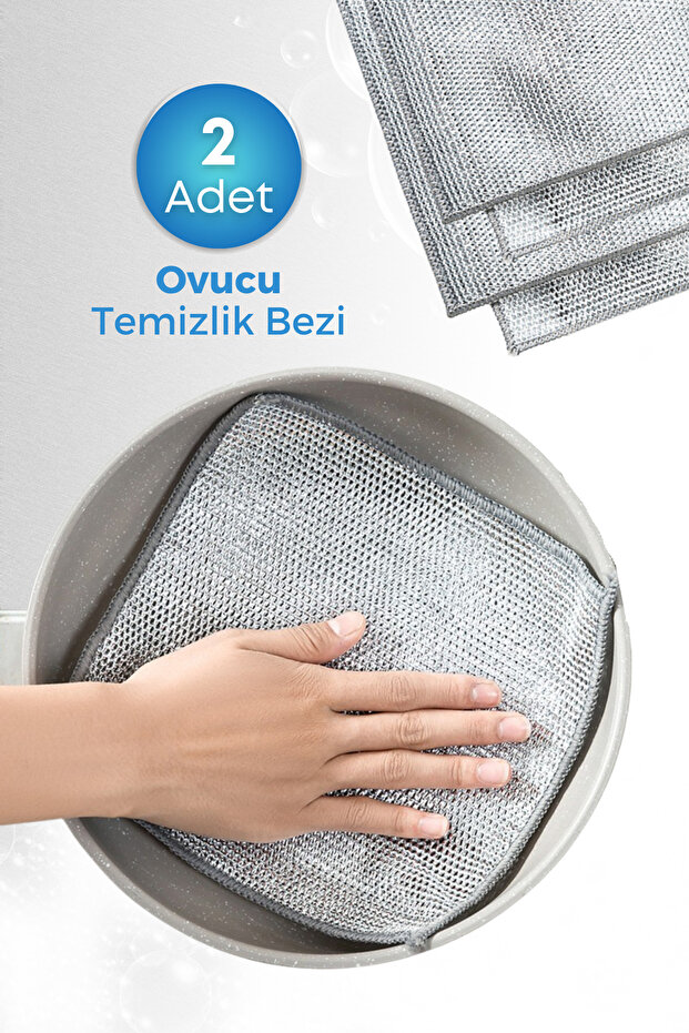 2 Pieces of Inox Wire Scrubber, 2-Layer Cleaning Cloth - Non-Scratch Dishcloth, Dish Wire Cloth 20X20 cm