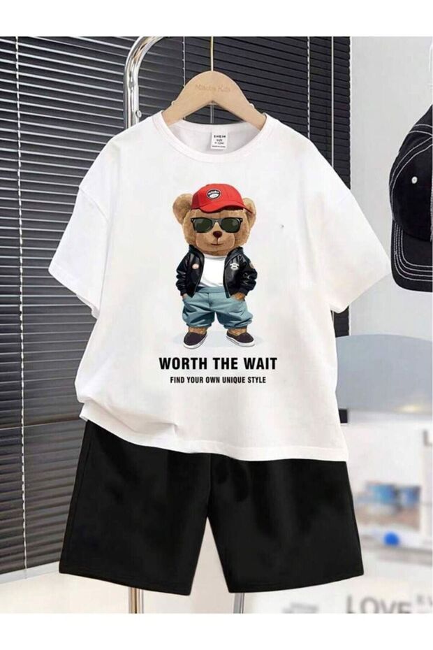 Red Hat Moonlight Printed Top-Bottom Shorts/T-Shirt Two-Piece Summer Children's Set