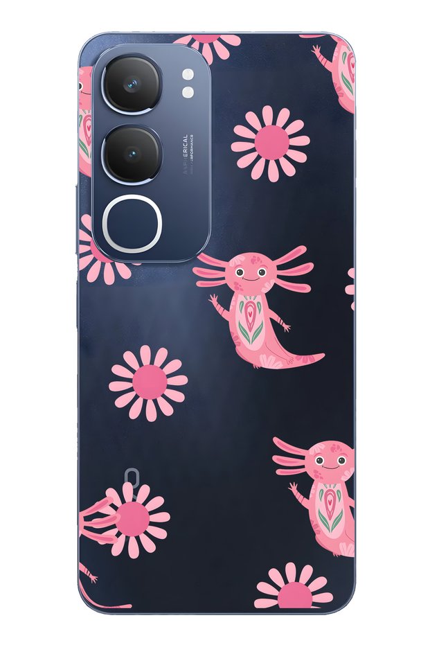 Vivo Y19S Compatible Pink Axolotl Pattern Transparent Phone Case