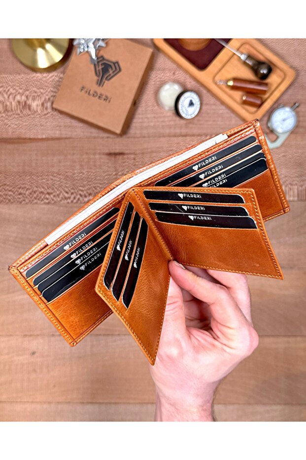 Genuine Leather Wallet with Double Coin Compartments and Plenty of Card Slots 2145