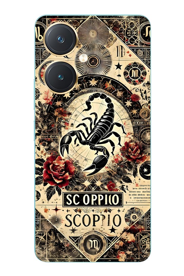 Vivo Y27 Compatible a Crepe Burcu Patterned Transparent Phone Case