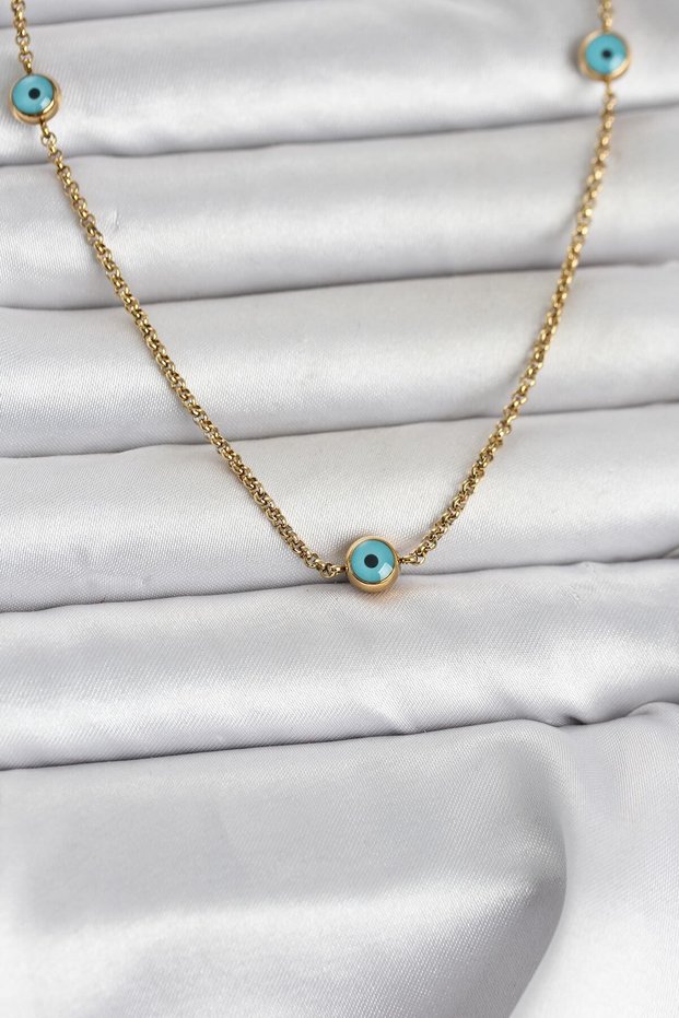 316L Steel Gold Color Evil Eye Model Women's Necklace