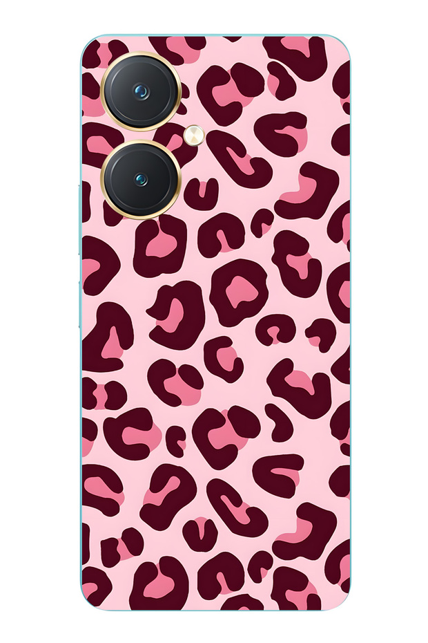 Vivo Y27 Compatible Pink Transparent Phone Case Pack of Leopard Printed