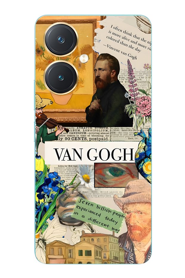 حافظة هاتف شفافة متوافقة مع Vivo Y27 من Van Gogh Collage منقوش