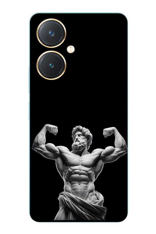 Vivo Y27 Compatible Ancient Statue Muscular God Patterned Transparent Phone Case