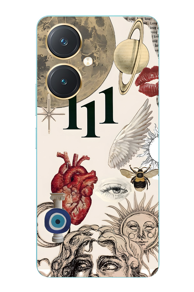 Vivo Y27 Compatible 111 Energy Patterned Transparent Phone Case