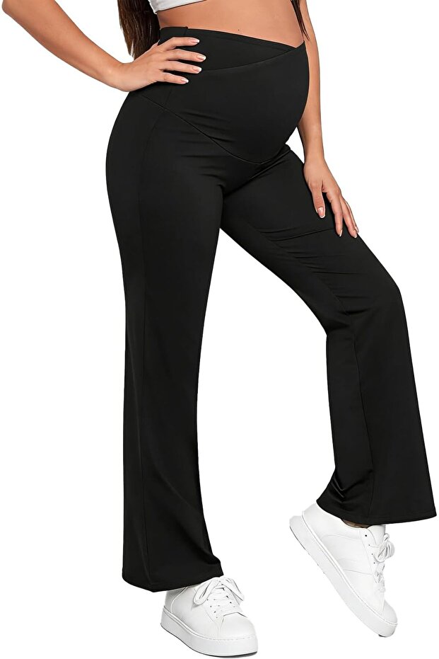 Women's Gentle Maternity Slacks Flowy Wide Leg Pants