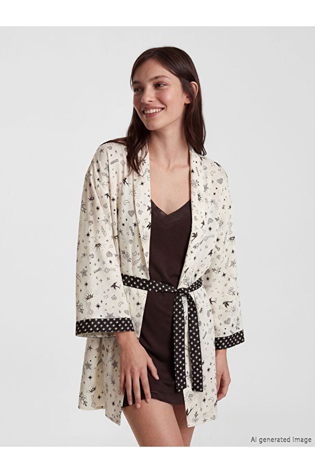 Women's Dressing Dress with Shawl Collar Pattern