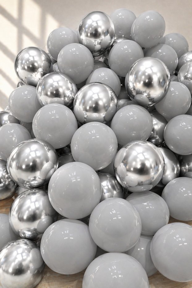 5 Chrome Silver & 5 Smoke Balloons Set of 10 | Birthday, Baby Shower, Party Decoration Balloons