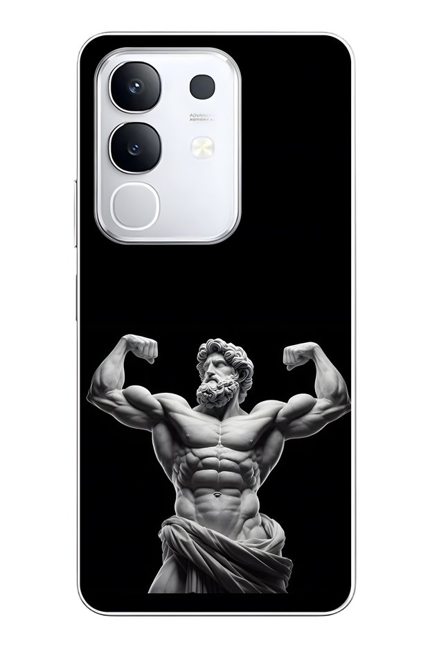Vivo Y29 Compatible Ancient Statue Muscular God Patterned Transparent Phone Case