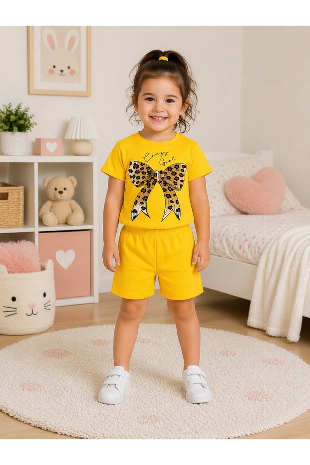 Girls' T-Shirt Shorts Set Summer Cotton
