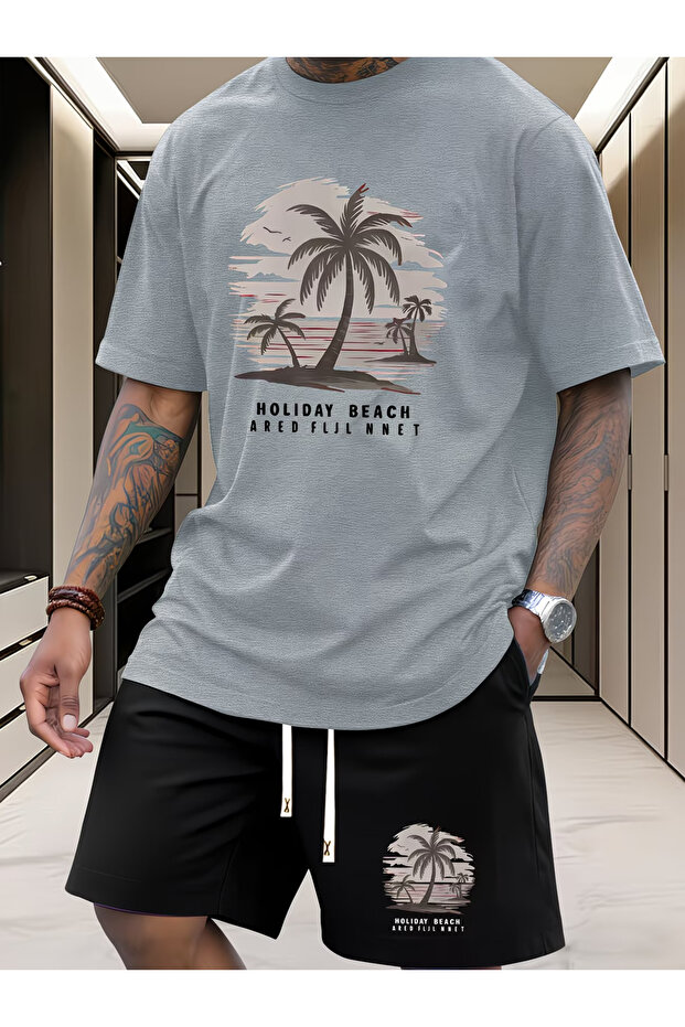 Sea Printed Soft Short Sleeve Top and Shorts Set
