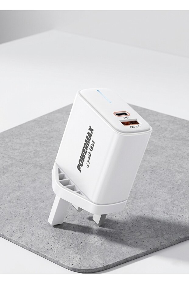 شاحن حائط محمول فائق الصغر MX45 بقوة 65 واط - محول شحن سريع ثنائي المنفذ USB-C PD و USB-A