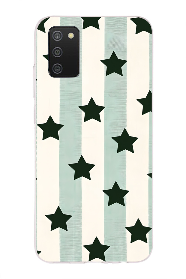 Samsung Galaxy A02S Compatible Striped Star Pattern Transparent Phone Case