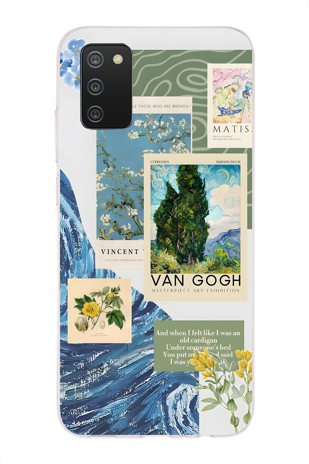 Samsung Galaxy A02S Compatible Van Gogh Patterned Transparent Phone Case