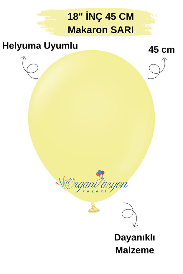 18 Inch 45 cm Balloon |   Big Size Balloon |   Macaron Yellow