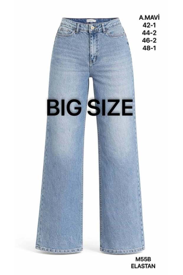 Women's Plus Size Lycra Wide Leg A.Blue Denim Trousers