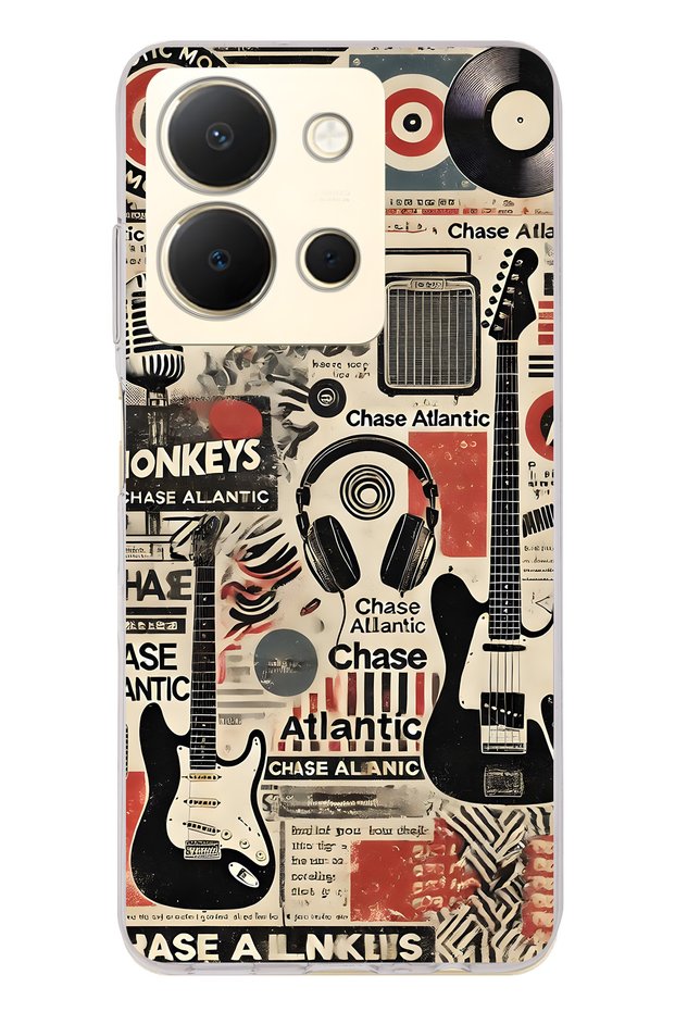 Vivo Y36 Compatible Music Collage Patterned Transparent Phone Case