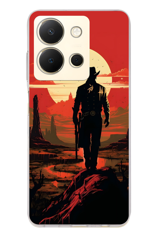 Vivo Y36 Compatible Cowboy Sunset Pattern Transparent Phone Case