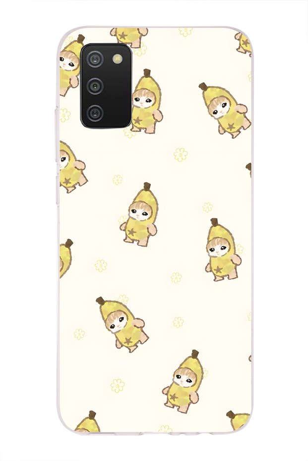 Samsung Galaxy A02S Compatible Banana Costume Cat Pattern Transparent Phone Case
