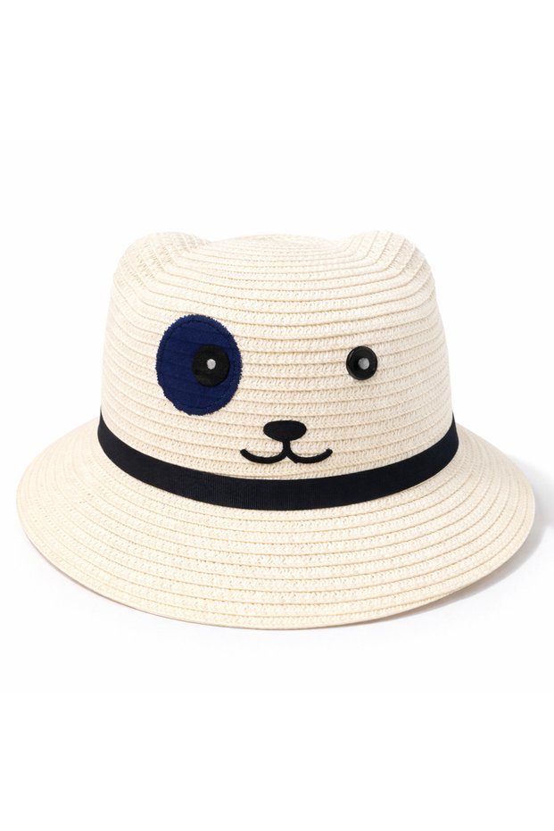 White Cute Dog Pochacco Children's Straw Bucket Hat Summer Sun Protection Girls Boys Beach