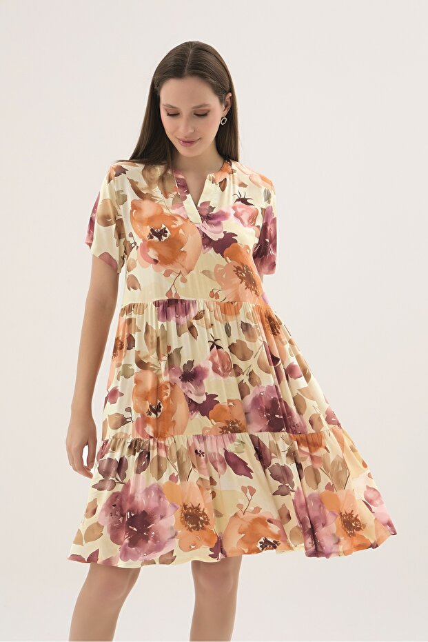 21597 Women's Hakim Collar Short Dress