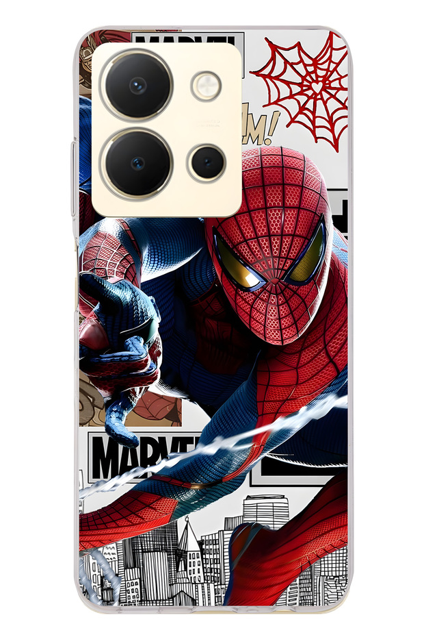 Vivo Y36 Compatible Superhero Patterned Transparent Phone Case