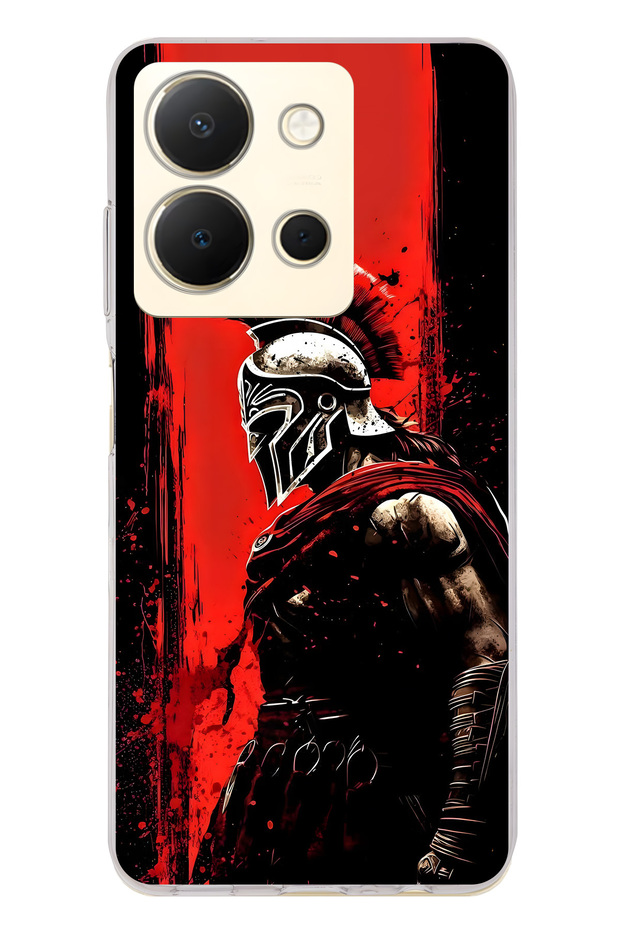 Vivo Y36 Compatible Warrior Sparta Patterned Transparent Phone Case