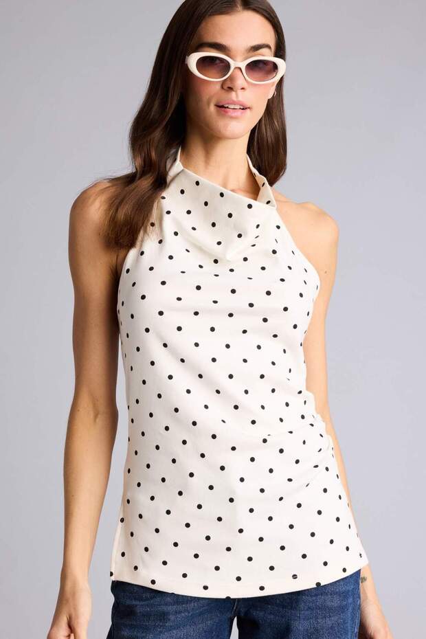 Slim Fit Halter Neck Polka Dot Undershirt H3022Ax26Sm