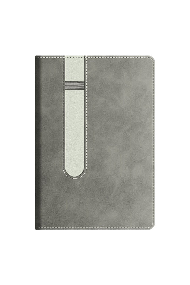 PU Leather Journal Notebook with Pen Holder 100 Pages 80 GSM Premium Paper Hardcover Grey