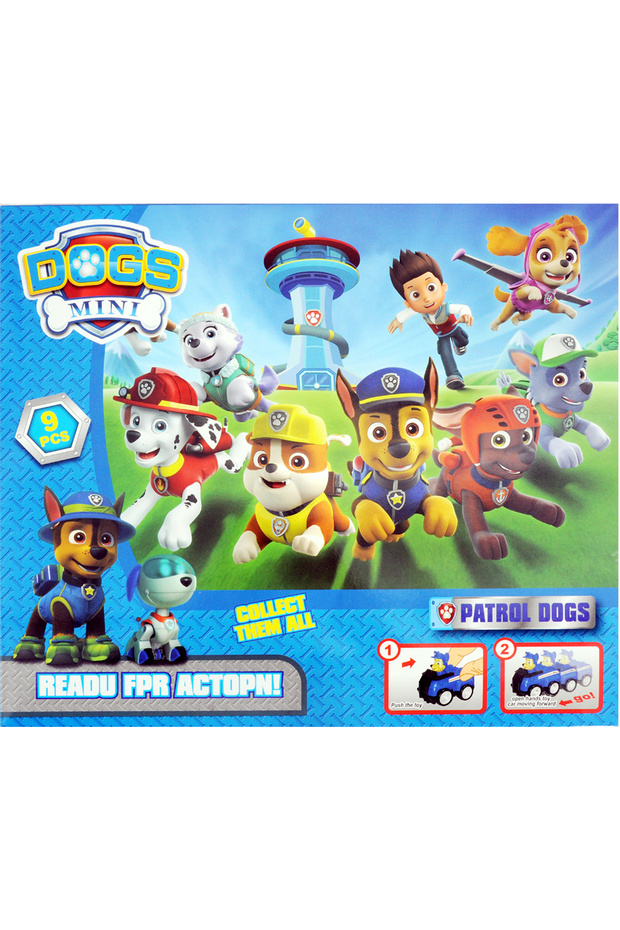 Dogs Patrolling On Cars, 9 Pcs Toy Set