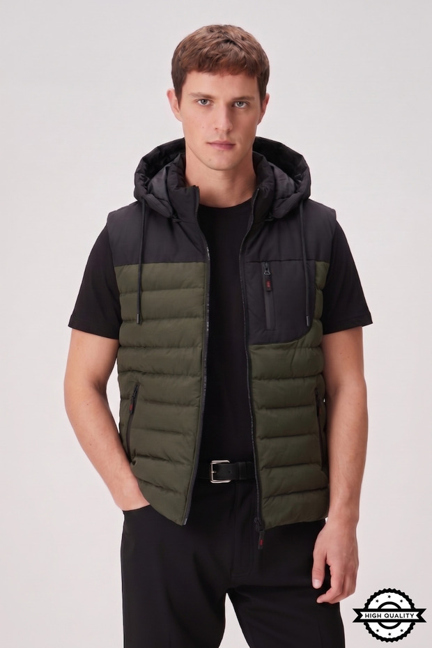 New season comfortable fit detachable hooded stand collar water and cold resistant puffer vest jacket