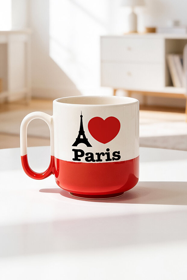I Love Paris Designed Ceramic Printed Pro Mug 330ml