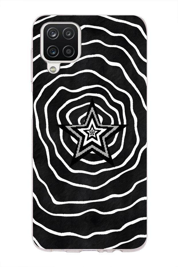 Samsung Galaxy A22 / M22 / M32 Compatible Black and White Star Pattern Transparent Phone Case