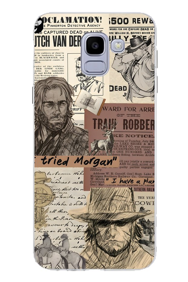 Samsung Galaxy J6 Compatible Western Patterned Transparent Phone Case