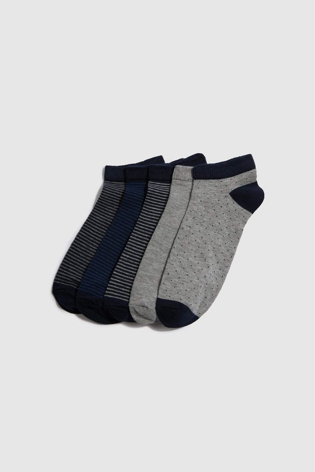 F5278Axkr1 Multi-Colored Men's 5-Piece Cotton Booties Socks