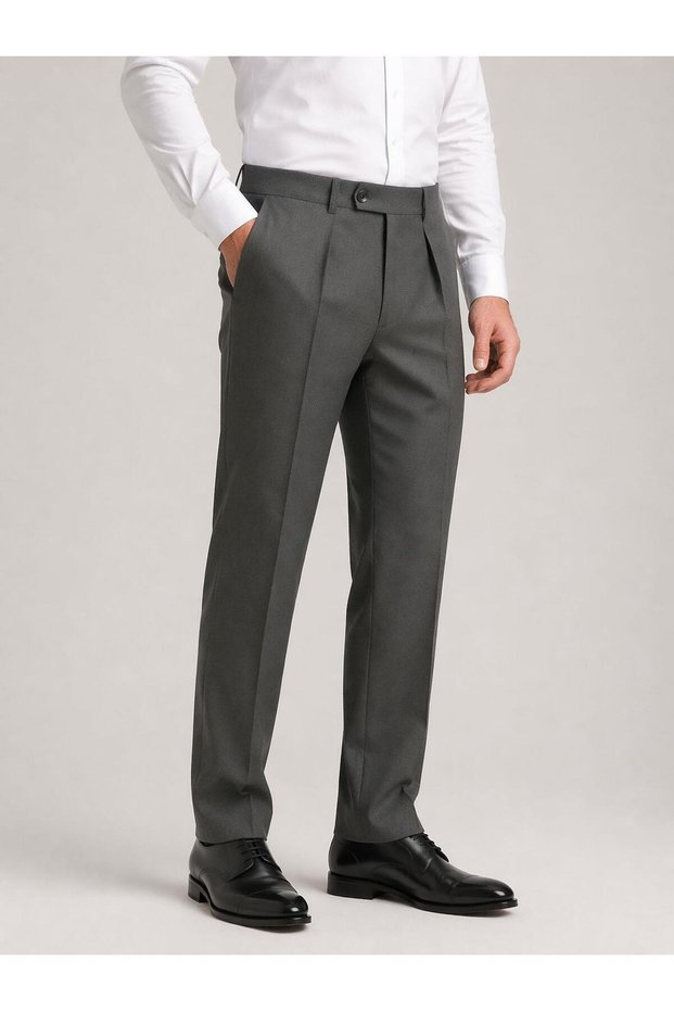 Ricati Regular Fit Pleated Men's Fabric Trousers - 7621