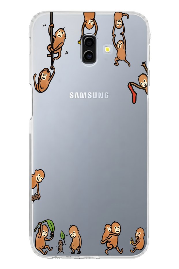 Samsung Galaxy J6 Plus Compatible Monkeys Patterned Transparent Phone Case