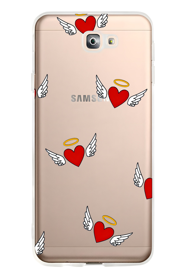 Samsung Galaxy J7 Prime Compatible Angel Heart Pattern Transparent Phone Case