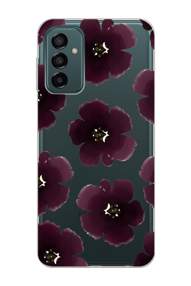 Purple Flower Patterned Transparent Phone Case Compatible with Samsung Galaxy M13 / M23