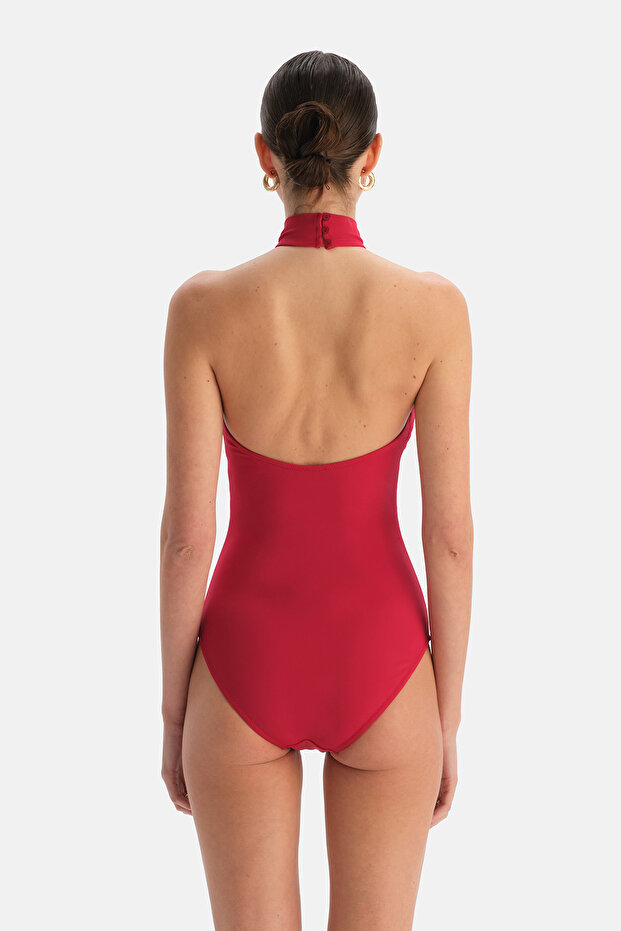 Red Halter Swimsuit - 2